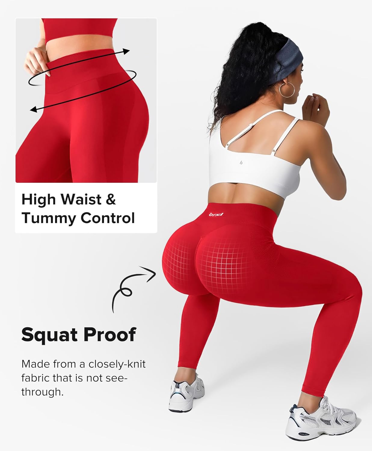 BRXL Lycra Workout Leggings for Women Butt Lifting Squat Proof Tummy Control High Waist Seamless Gym Running Leggings - Image 3