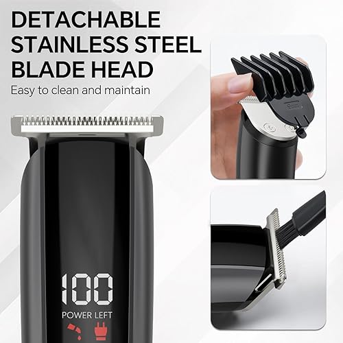 Miniatura 3 de Cortadora de barba para hombres 5 en 1 maquinilla de afeitar eléctrica para nariz, cuerpo, cara y bigote, kit de aseo inalámbrico con tecnología de