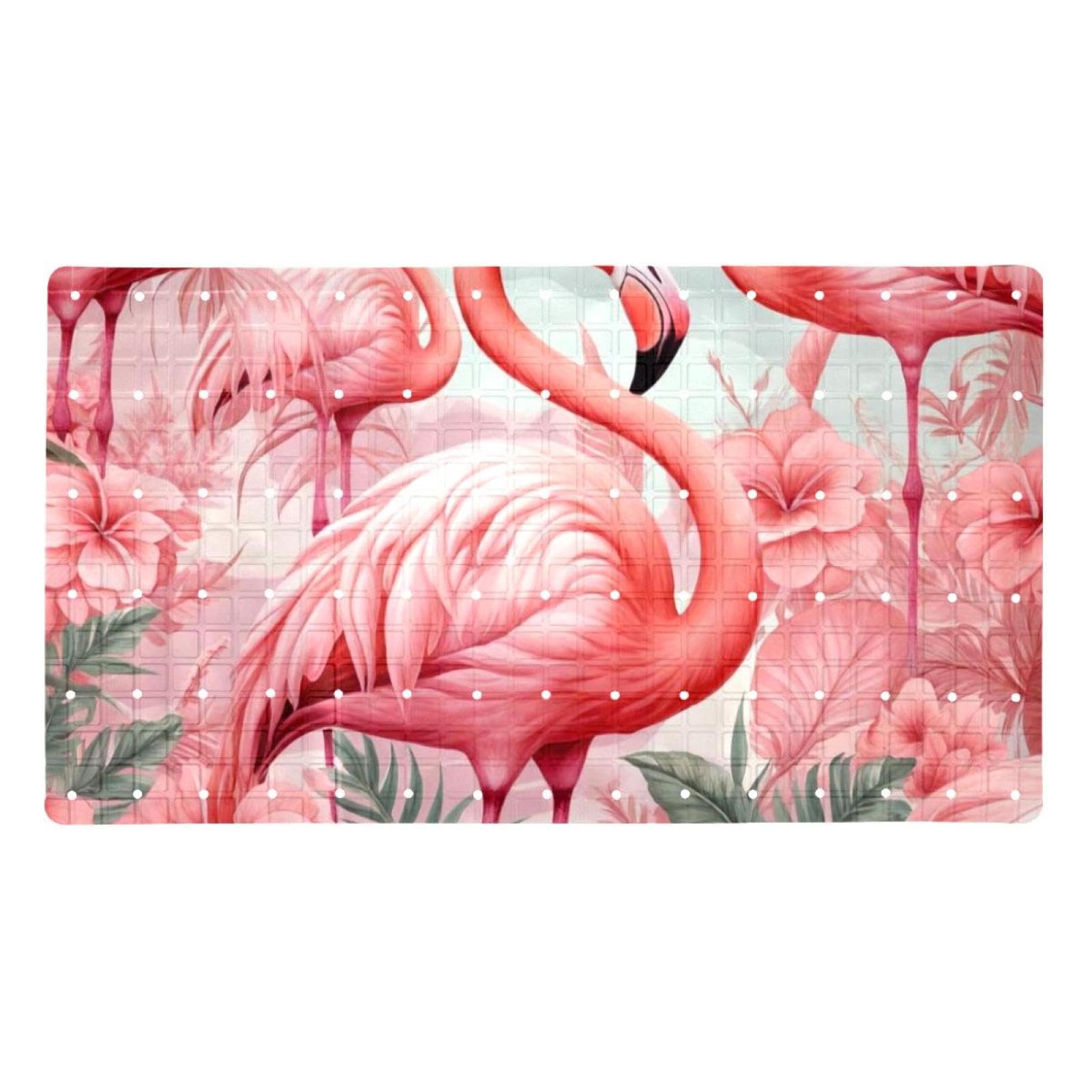 Tapis de bain antidérapant flamants roses en PVC extra long