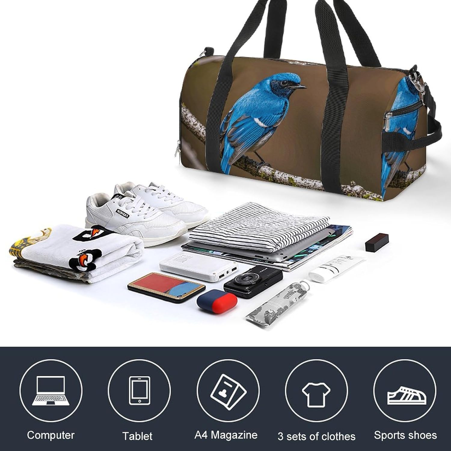 Gym Bag for Men Travel Duffle Bag Blue Bird Tote Bag Weekender Duffel Bag Weekender Bag for Sports