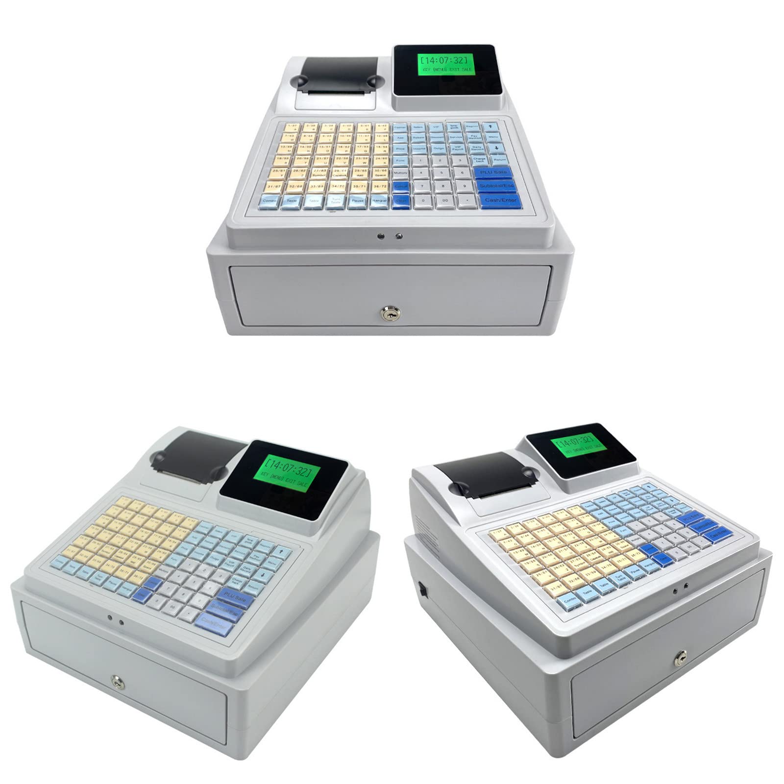 Caja Registradora Electrónica con Pantalla LED para el Cliente, Impresora Térmica y Teclado Plano, para Pequeñas Empresas, Supermercados, Minoristas, Abarrotes, Conveniencia