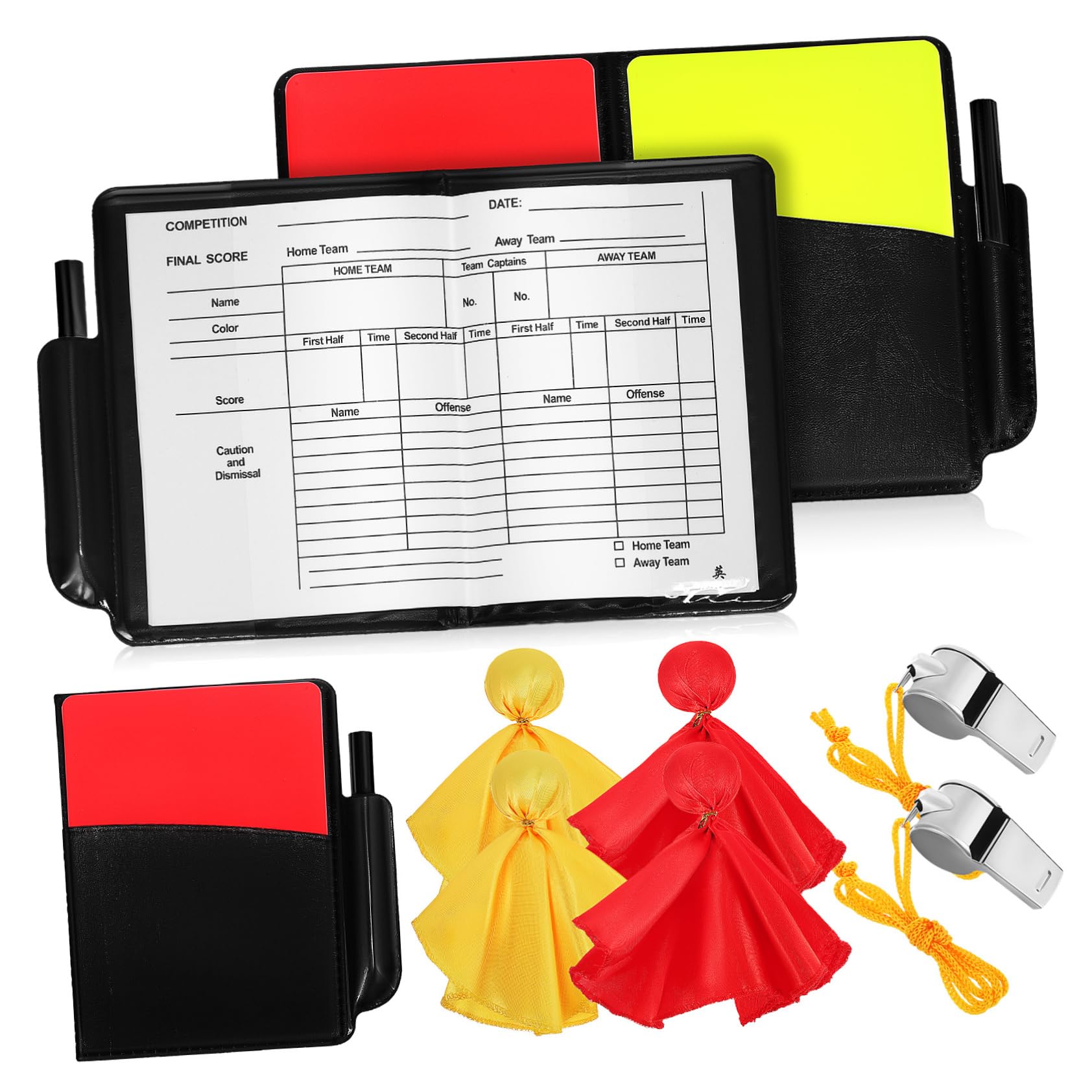POPETPOP -in- Referee Kit: Cards Flags Whistle Essential for Football Matches Referee Game Tools