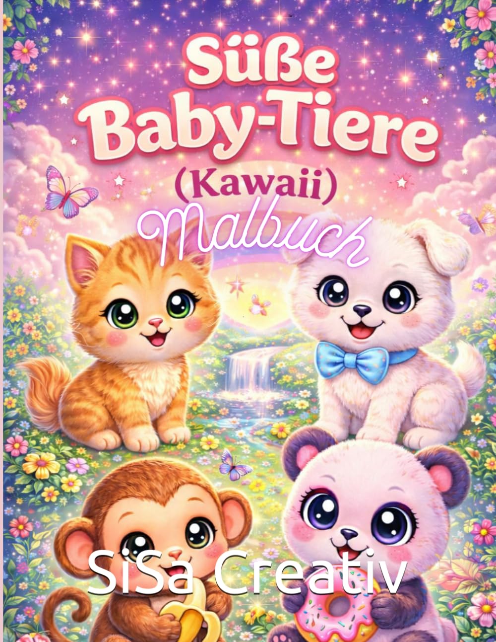 Süße Baby Tiere Malbuch: Niedliche Kawaii-Ausmalbilder für Kinder von 3–6 Jahren mit kleinen Tieren und einfachen Motiven
