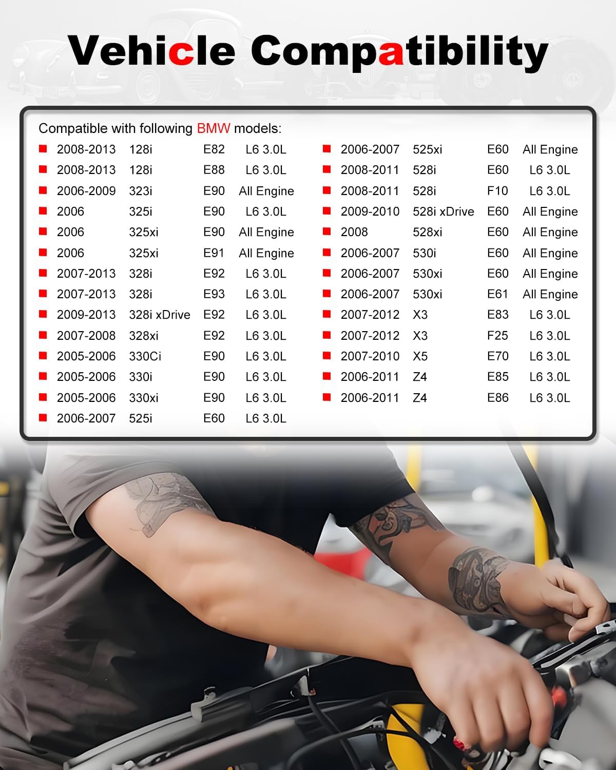 6-Count Fuel Injector Compatible with 2005-2013 BMW 128i/ 323i/ 325i/ 325xi/ 328i/ 328xi/ 330Ci/ 330i/ 330xi/ 525i/ 525xi/ 528i/ 528xi/ 530i/ 530xi/ X3/ X5/ Z4 - L6 3.0L - for FJ748 13537531634