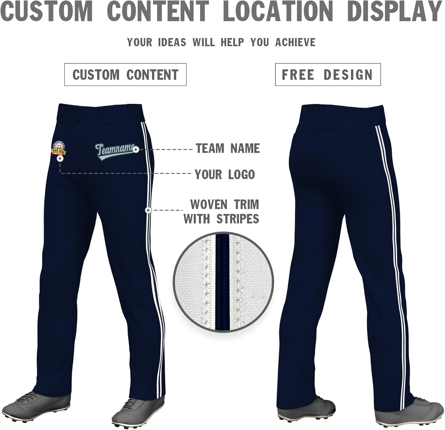 KXK Custom Full Length Baseball Pant with Knit-in Pinstripes Personalized Text or Logo/Adult Size/Multiple Colors - Image 4