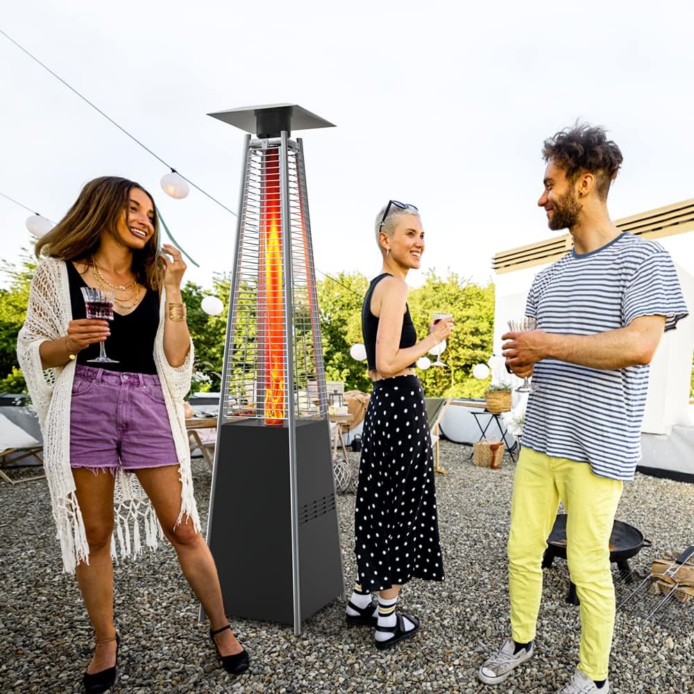 SafBbcue Patio Heater Glass Tube Replacement for 4-Sided Outdoot Liquid Propane Patio Heater, 49.5" Tall 4" Diameter Heater Temperature Resistant Quartz Glass Tube with Neoprene Ring