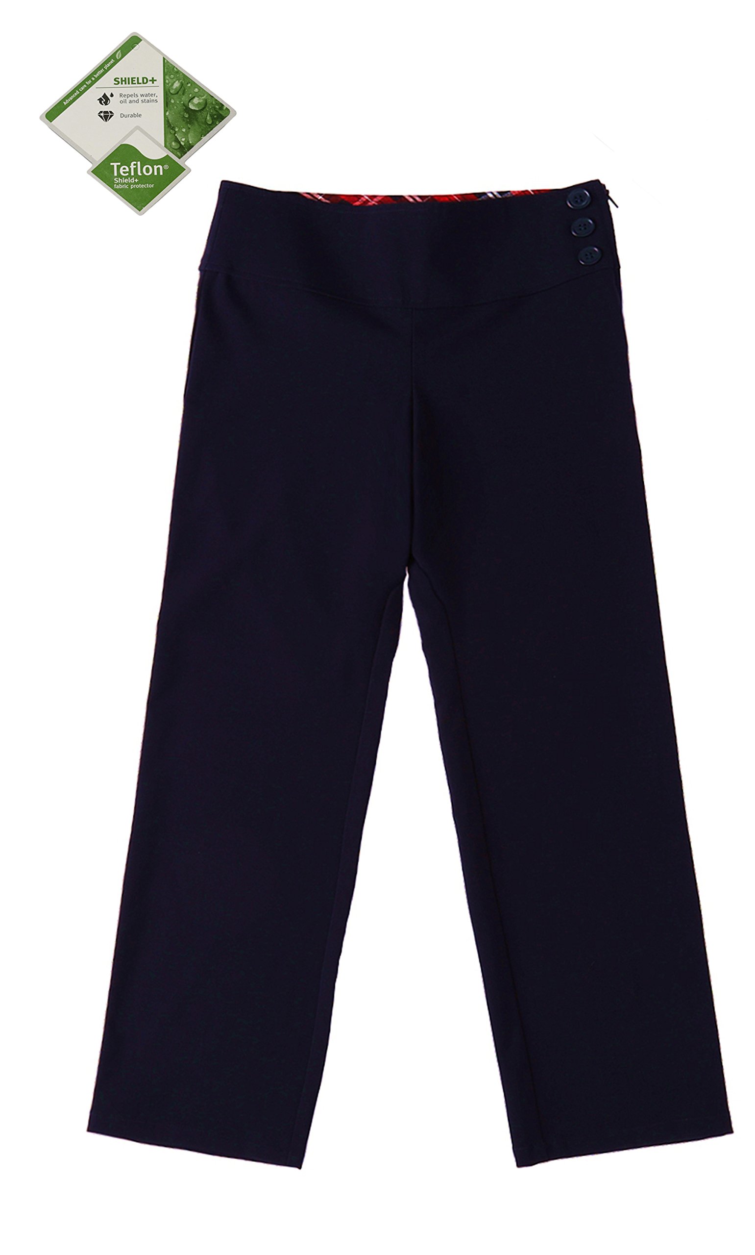 Bienzoe Chicas Escolar Uniforme Pantalones: Niñas Ajustable Cintura Duradero Pierna Recta Vestido Pantalones, Marina, 5