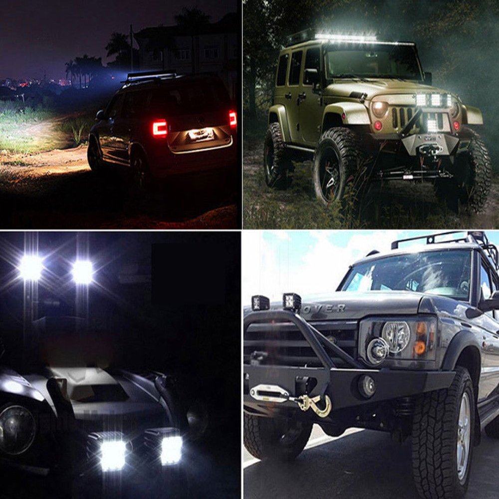 LZQ Reflektor roboczy 8 x 72 W LED dodatkowy reflektor offroad, 43200 lm, 10-30 V, 6000 K, światło robocze, wodoszczelny, IP67, 4 cale