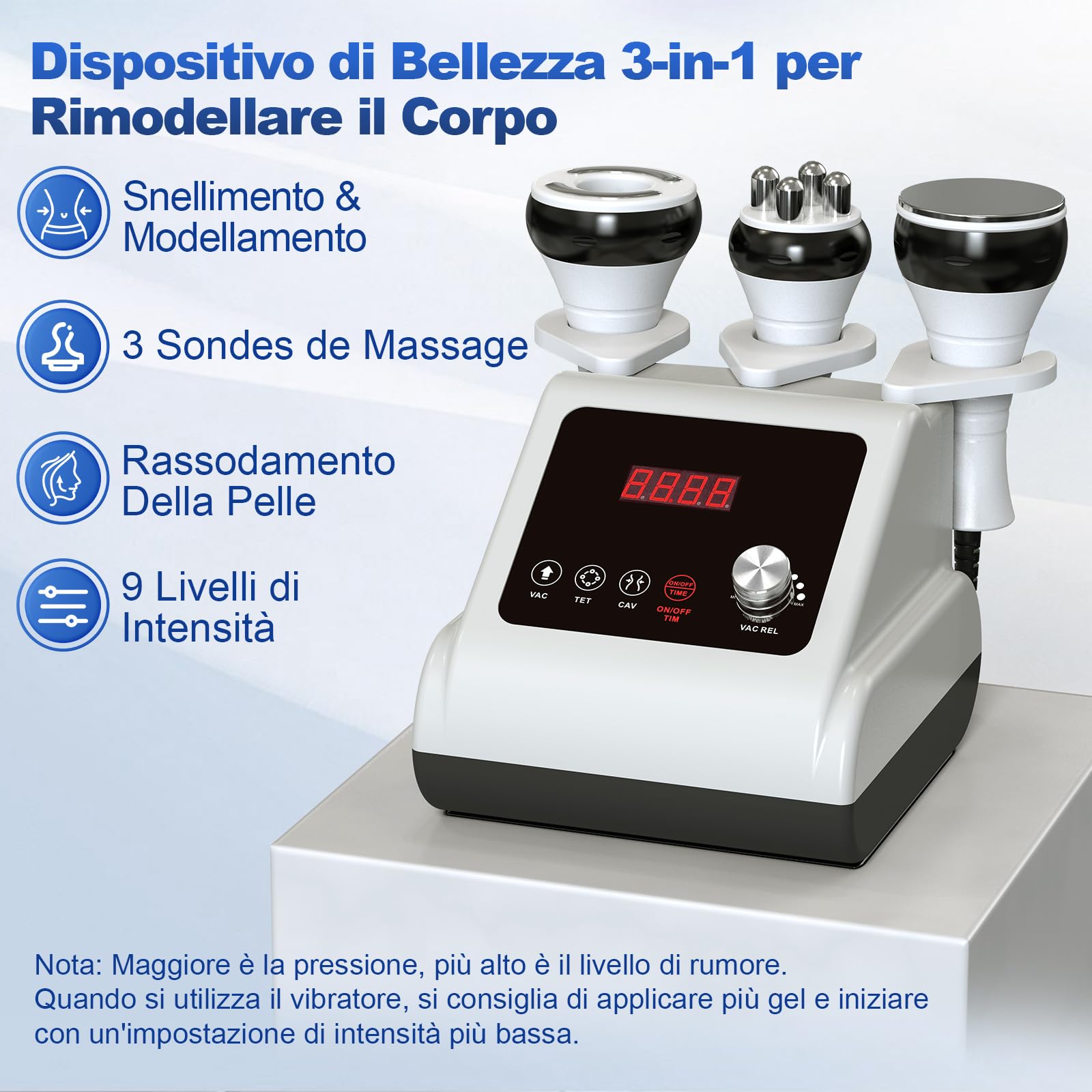 3 IN1 Radiofrequenza Viso e Corpo, 40k Massaggiatore Professionale Radiofrequenza Corpo Rassodanti e Tonificanti per il Viso Massaggiatore Vacuum