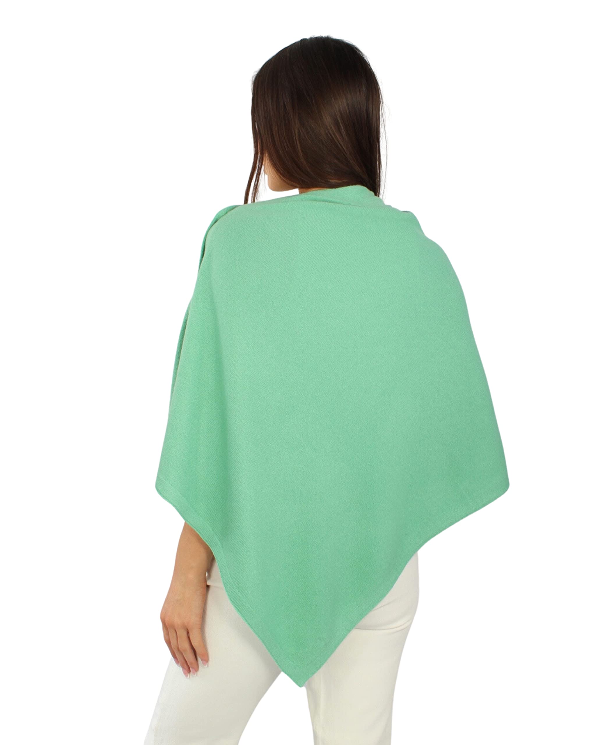 Win's Poncho de cachemir mezclado para mujer - Hecho en Italia, verde manzana, Talla única