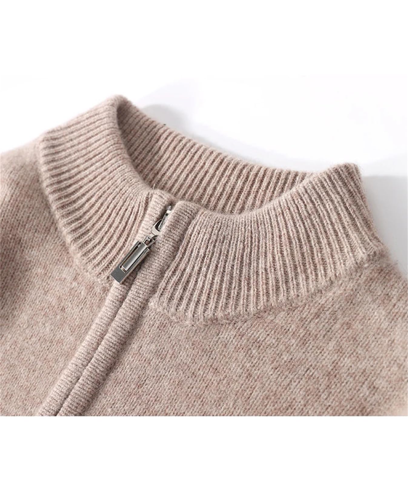 Maglioni da uomo con collo alto ispessito con cerniera in lana merino tinta unita maglioni caldi lavorati a maglia maglia top