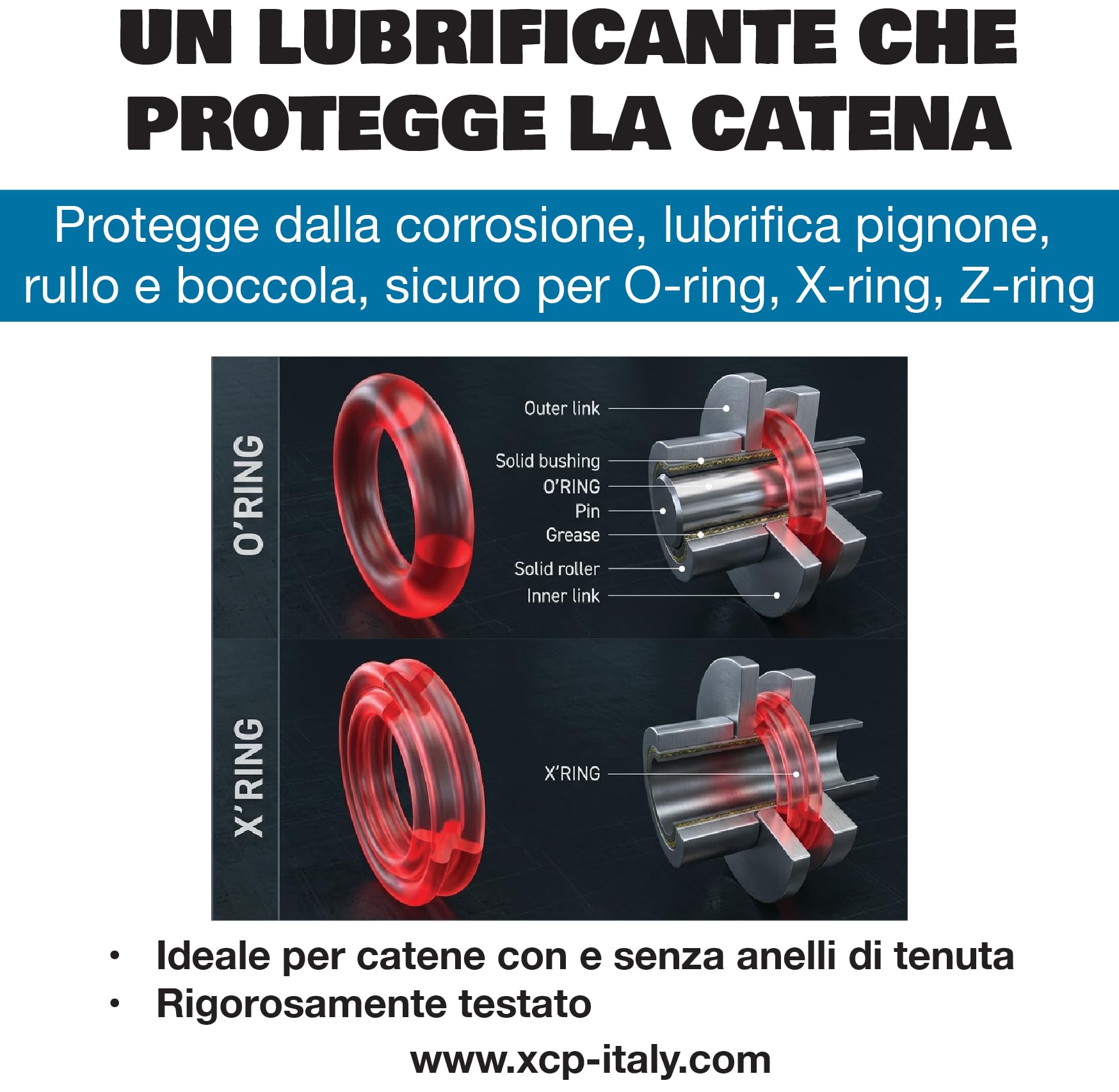 XCP Lubrificante Catena Spray 400ml, Alta Prestazione Professionale per moto Compatibile con catene ORing, XRing e ZRing