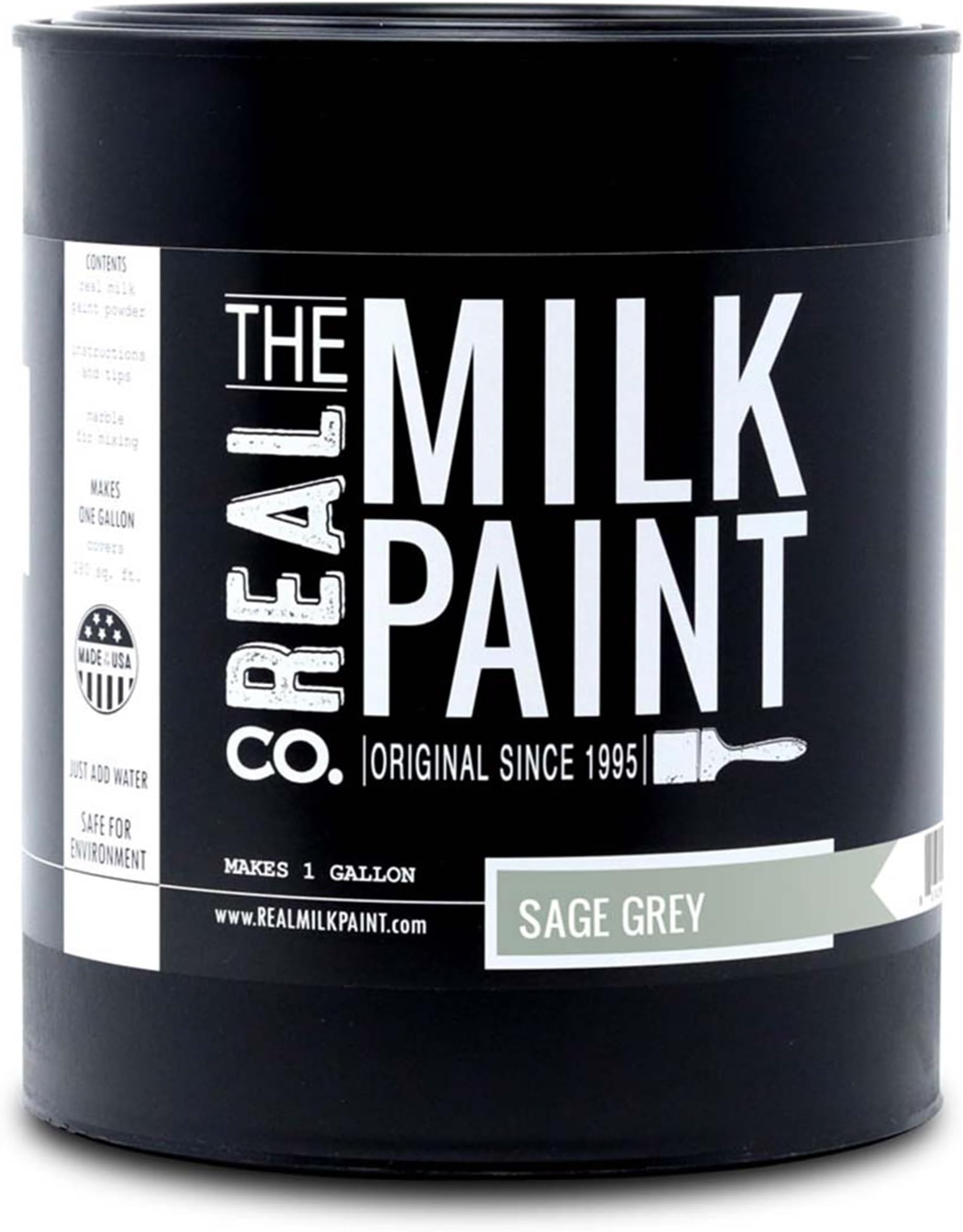 Real Milk Paint, Wood Paint for Furniture, Matte Paint for Cabinets, Walls, Brick, and Stone, Water Based Organic, No VOC, Sage Gray, 1 Gallon