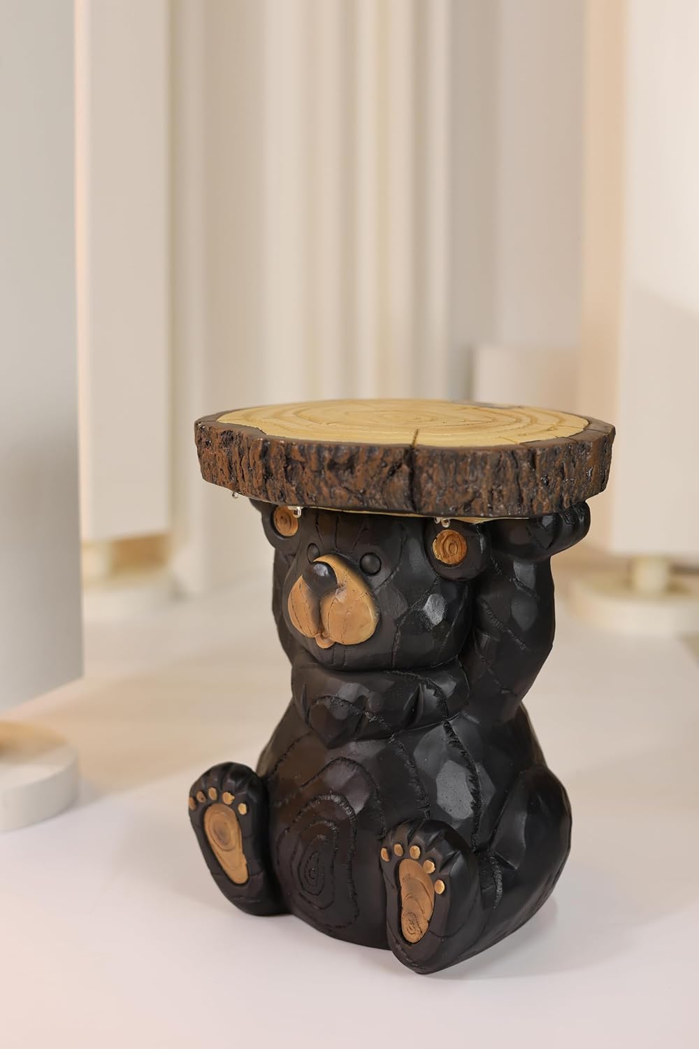 Hi-Line Gift Ltd. Bear Statue Plant Stand w/Solar Light