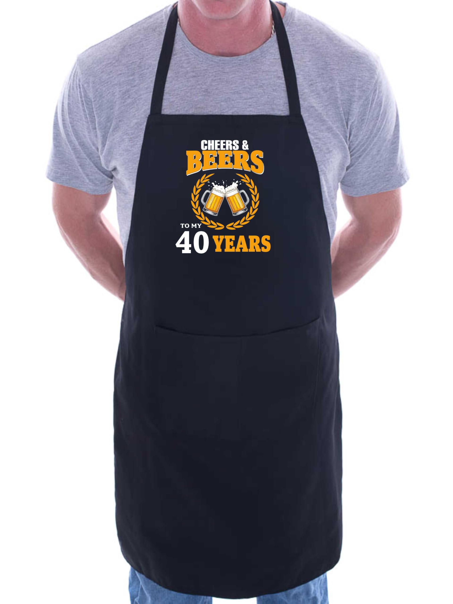 Print4U Cheers & Beers 40th Birthday Apron 40 Year Old Gift Birthday Present Black