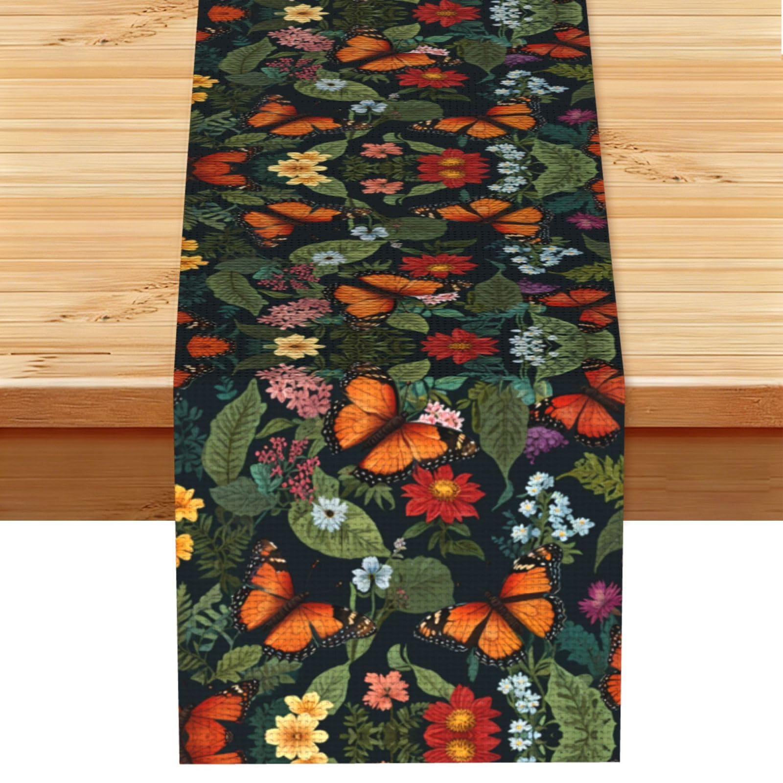 Butterfly Garden Linen Feel Table Runner Wedding Party Home Decoration