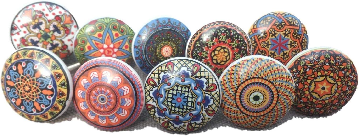 JGARTS 20 x Mix Vintage Look Flower Ceramic Knobs Door Handle Cabinet Drawer Cupboard Pull Mandala Xfer New