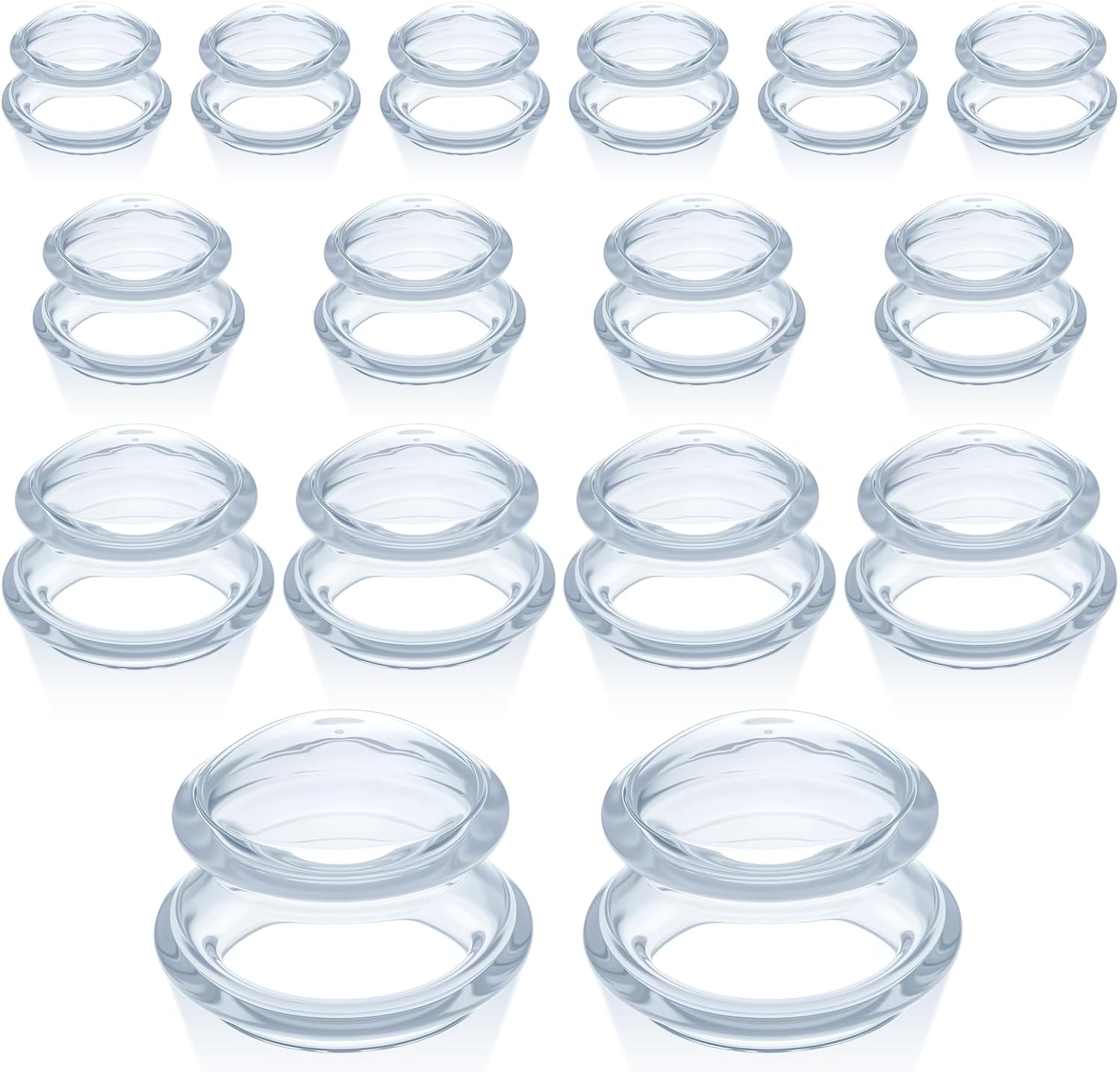 16 Pcs 4 Sizes Cupping Therapy Set, Silicone Cupping Massage Cups Professional Chinese Massage Therapy Clear Therapys Studio and Household Set for Cellulite Reduction Body Muscle Nerve