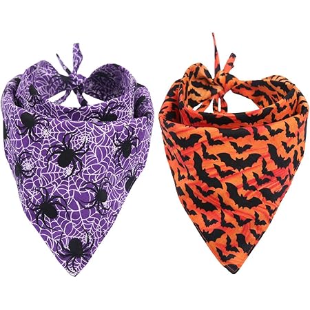 2 Pack Halloween Dog Bandana Reversible Triangle Bibs Scarf Accessories