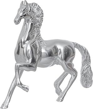 eCraftIndia White Metal Silver Running Horse Statue : Amazon