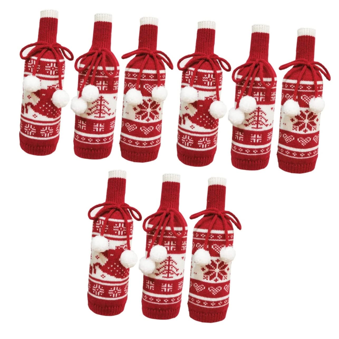 Toyvian 9pièces Housse De Bouteille De Motifs De Sapin Renne Et De Décorations pour Bouteilles Réutilisable Et Chic pour Amateurs De
