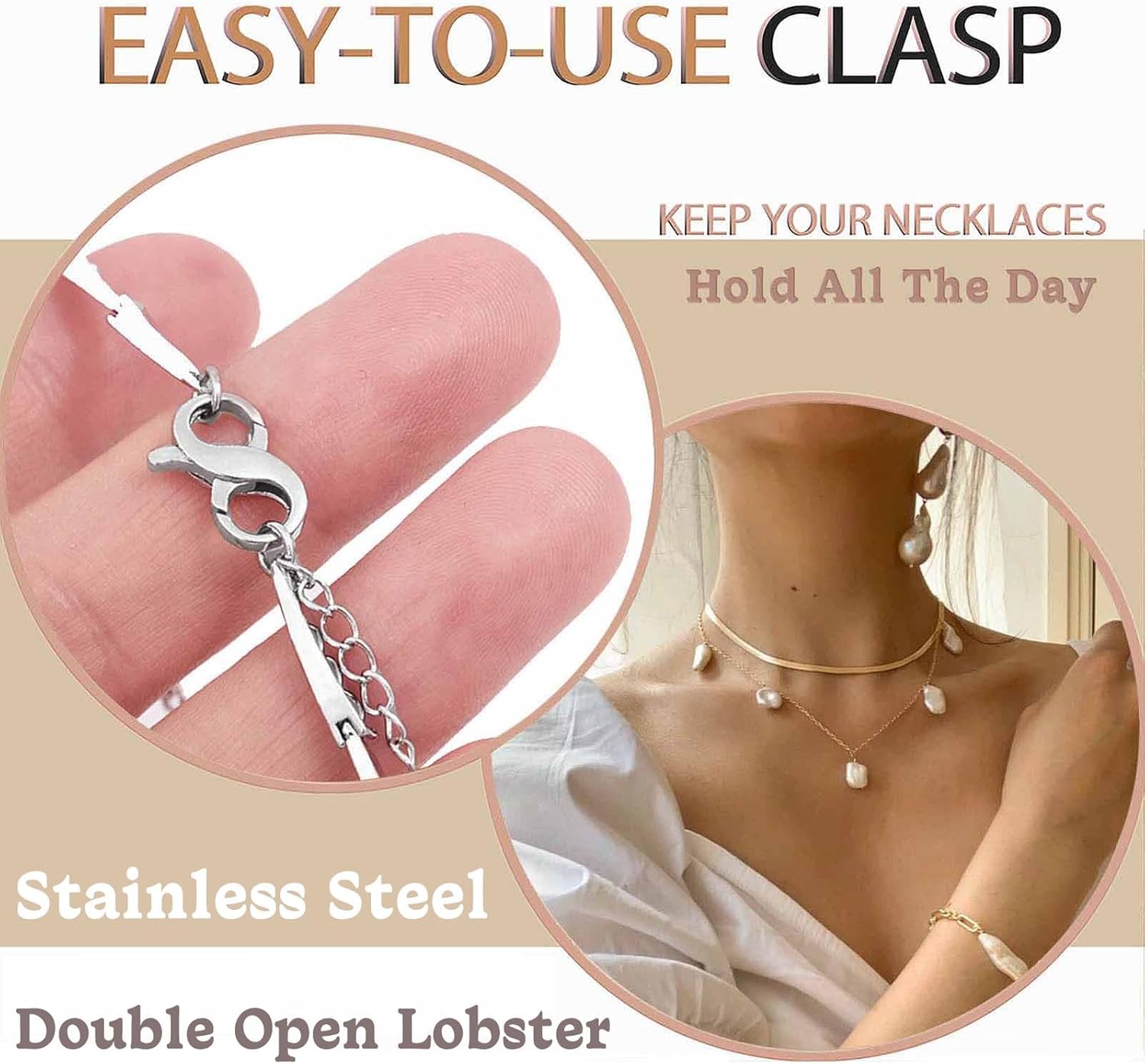 Dailyacc Double Opening Lobster Clasp 316 Stainless Steel Silver and Gold Pleted Necklace Bracelet Extender Clasps and Closures for DIY Jewelry - Image 3