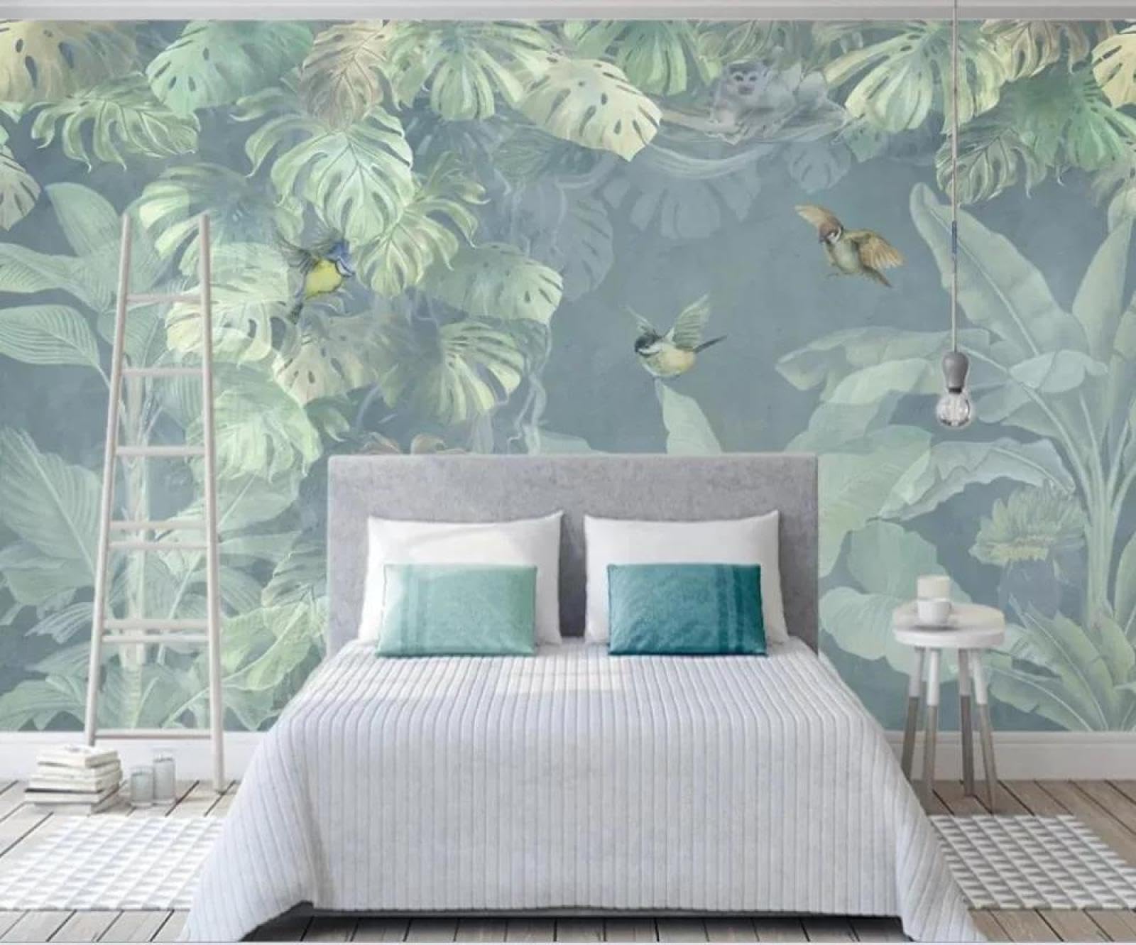 Papier peint jungle oiseau 3D pour salon et chambre chaleureuse