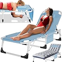 Vista 9 de MOPHOTO Silla Tumbona Plegable de 5 Posiciones, Catre Plegable, Sillas Tumbonas de Patio Resistentes para Exteriores, Junto a la Piscina, Playa