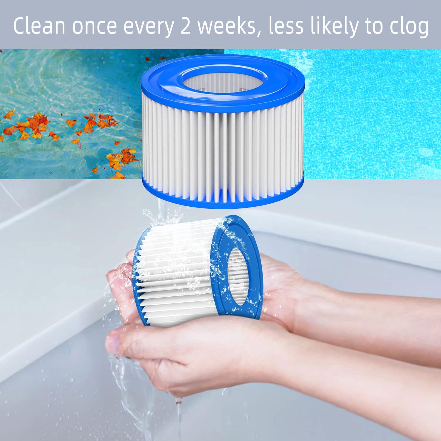 Cartucho de filtro de piscina tamaño VI para Bestway, Lay-Z-Spa, Coleman SaluSpa 90352E 58323, paquete de 6
