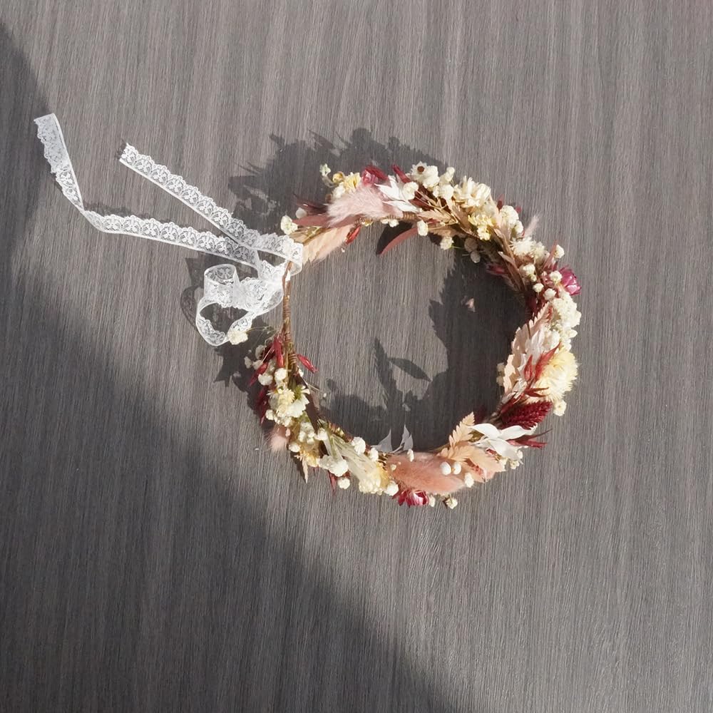 Wedding Dried Flower Crown/Daisy Dry Grass Crown/Flower Girl Crown/Newborn Crown/Boho Bride Crown (Bridal Set)
