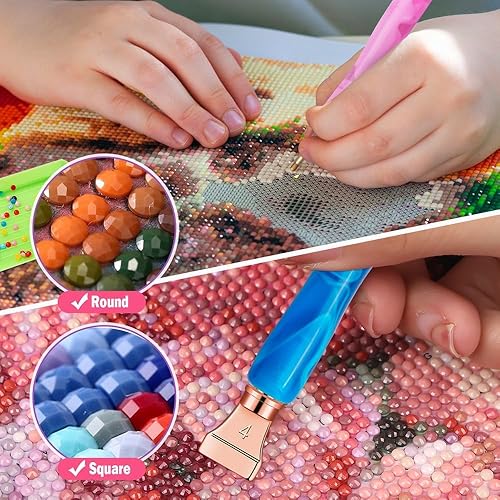 Miniatura 5 de Sttargxing Juego de 27 bolígrafos de pintura de diamantes, 12 puntas de acero inoxidable con 12 arcillas, puntas multiposicionadoras, accesorios de