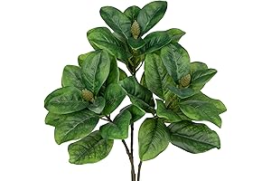 Briful 3PCS Faux Magnolia Stems: Realistic Artificial Magnolia Leaves Greenery