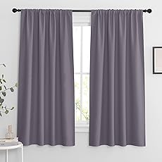 RYB HOME Living Room Curtains Blackout - Light Block Energy Efficiency Small Window Treatment Drapes for Kitchen Dining Baby Nursery Farmhouse Decor, W 42 x L 72 inch, Plum, 2 Panels