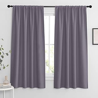RYB HOME Living Room Curtains Blackout - Light Block Energy Efficiency Small Window Treatment Drapes for Kitchen Dining Baby Nursery Farmhouse Decor, W 42 x L 72 inch, Plum, 2 Panels