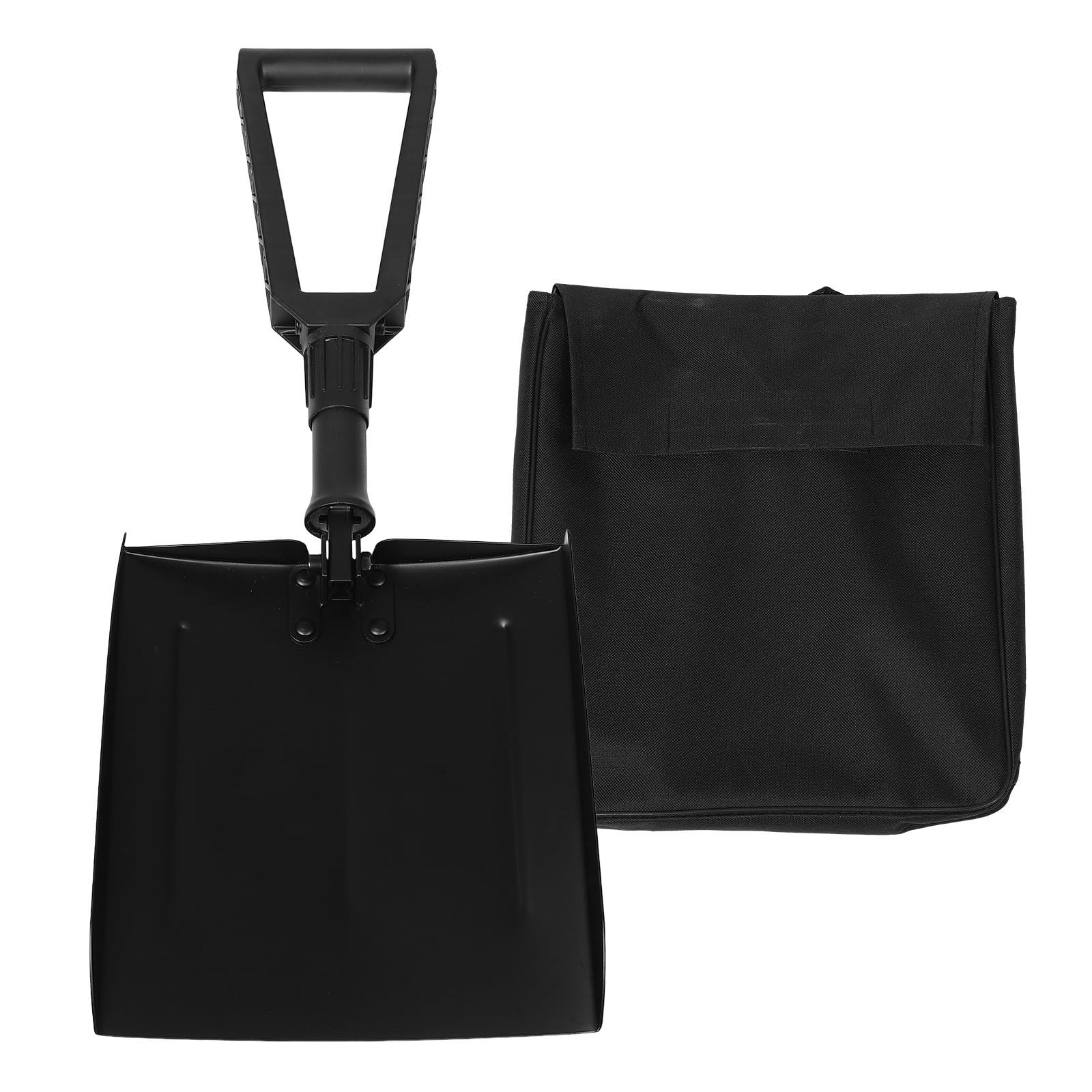 DOITOOL Pala de Nieve Plegable para Coche Mango de Hierro y Bolsa de Tela, Herramienta Portátil para Quitar Nieve en Entradas y Camping