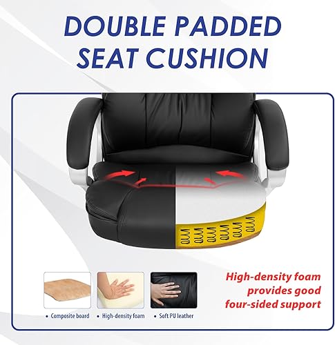 Miniatura 7 de Furniture of America Darcy - Silla de oficina ergonómica de respaldo alto, soporte lumbar, silla de escritorio ejecutiva de piel sintética, sillas