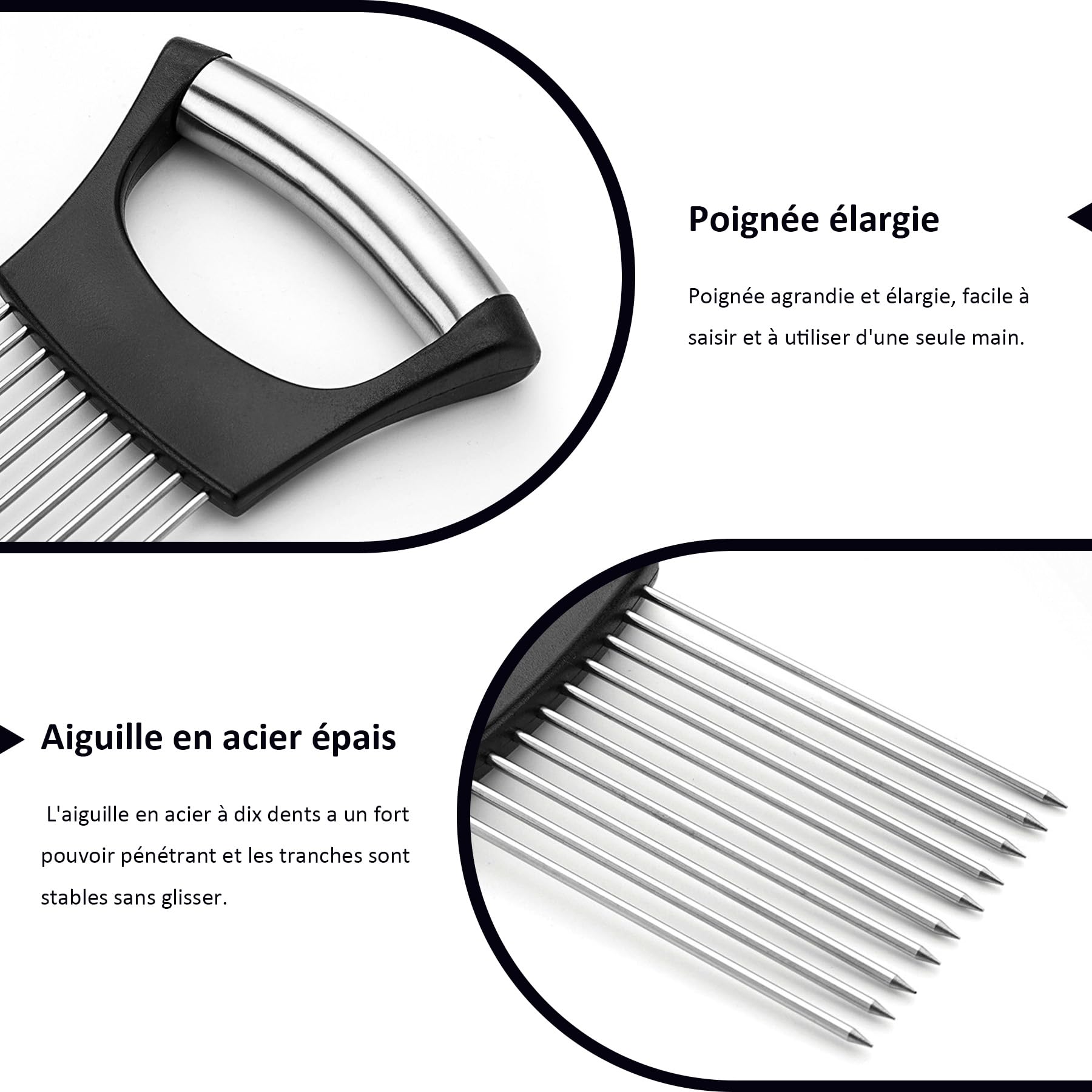 Brelet Lot de 2 Coupe Oignon Manuel en Acier Inoxydable pour Trancher Légumes Gadget Cuisine