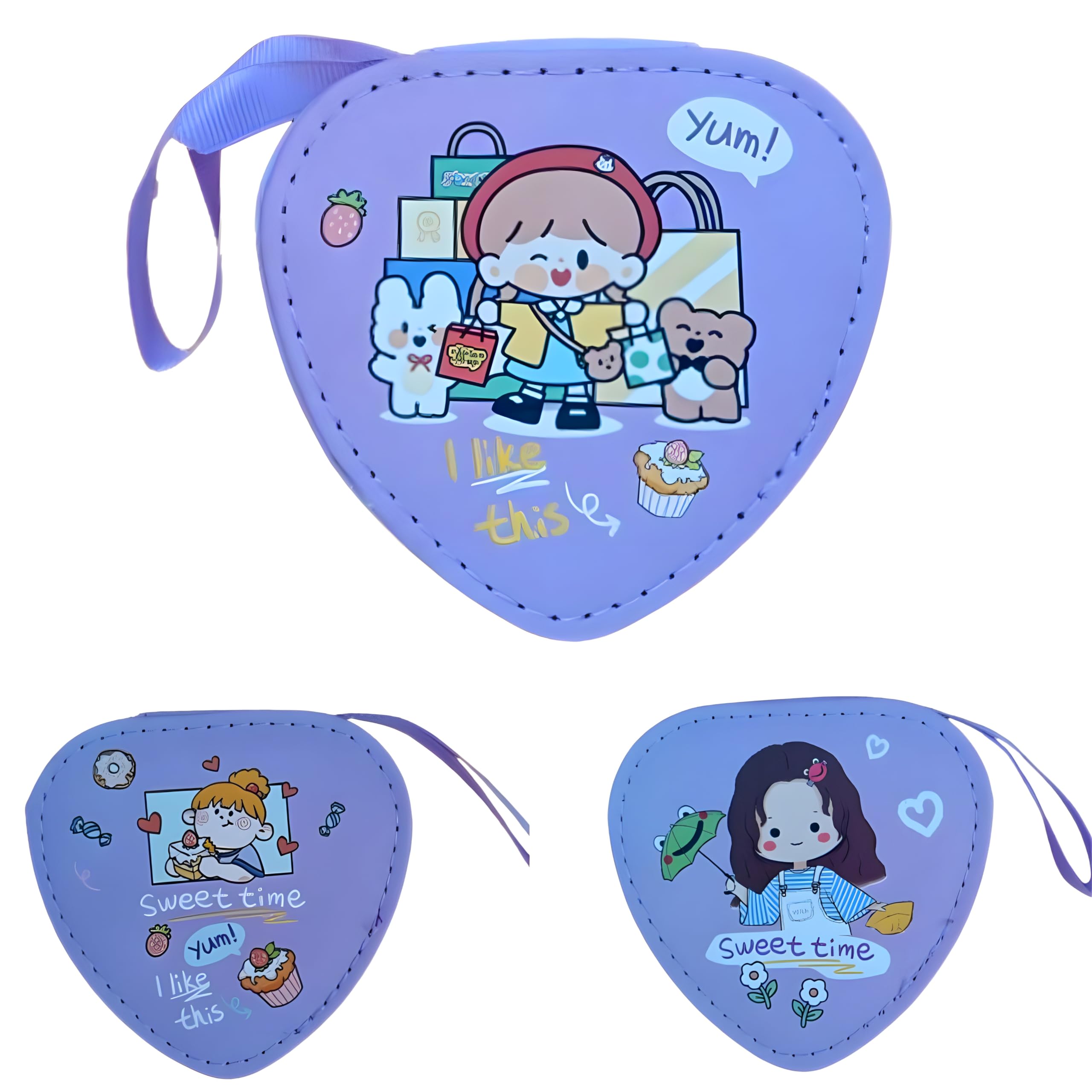 Small Wallets for Women Coins Zipper Pocket Purse for Girls Kids Storage Bag Stylish Coin Pouch Bag Birthday Gift Return Gift Pack of 1 (Heart)-image-46