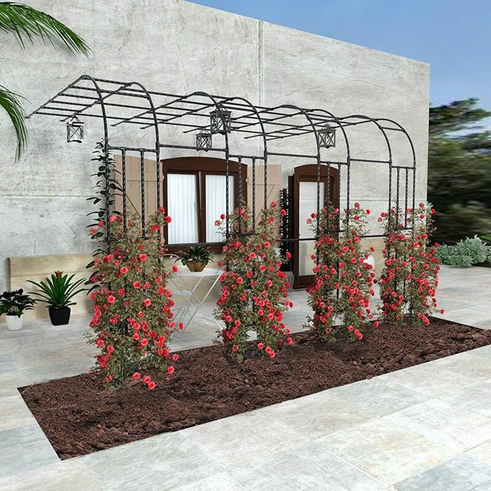 Demi-Arche De Jardin Arceau À Roses Metal 60/90/120/150/180/220/240/260/300cm Large, Support pour Plantes Grimpantes,Arcade À Roses(180cm W x 240cm H)