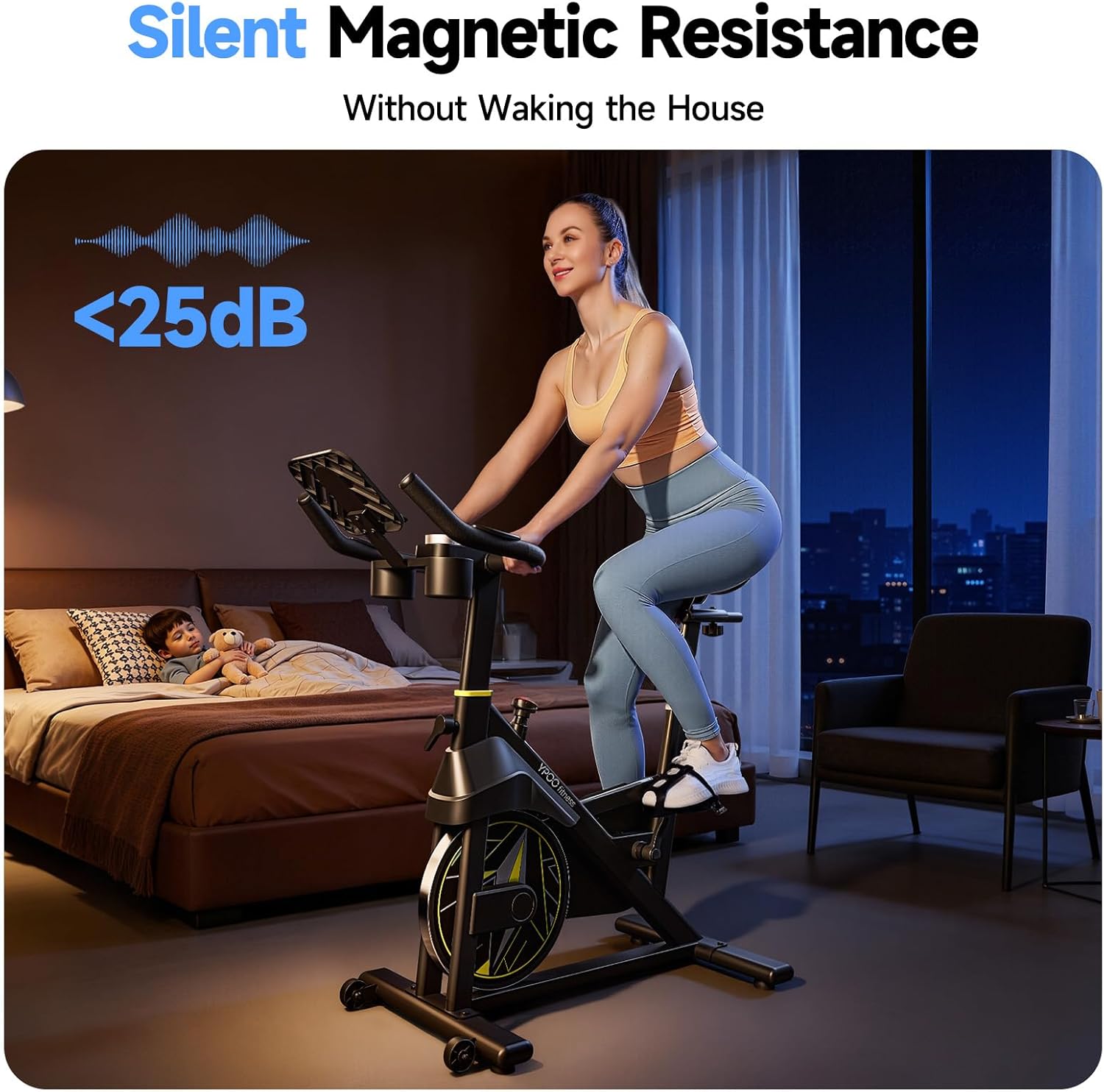Exercise Bike, Adjustable Magnetic Resistance Stationary Bikes for Home Cardio with Exclusive App, Indoor Bike with 330lbs Weight Capacity Comfortable Seat, Tablet Mount and Fitness Courses - Image 6