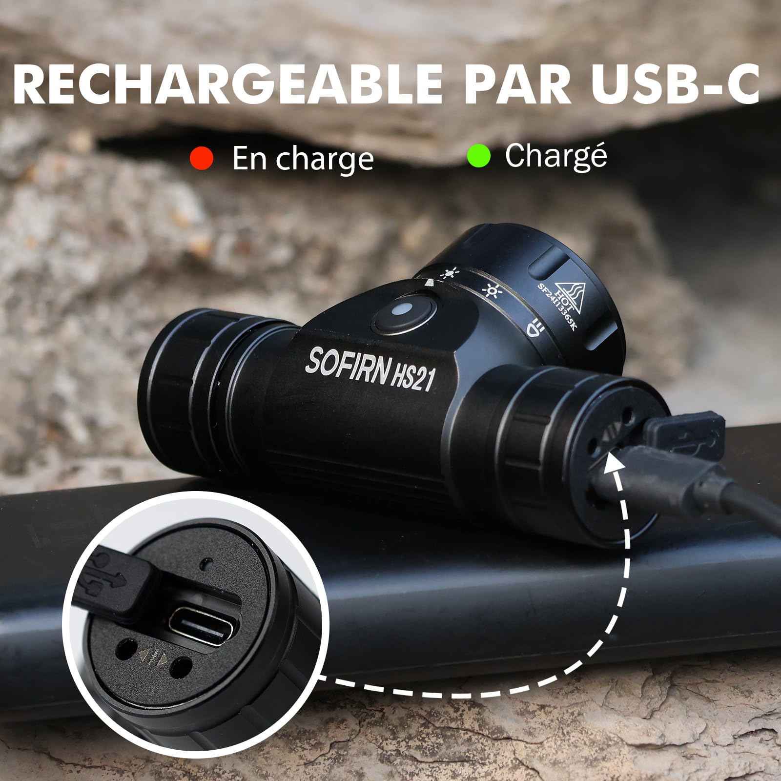Sofirn HS21 Lampe frontale rechargeable, ultralumineuse 2200 lumens, lampe frontale étanche IP66, éclairage tricolore (rouge/jaune/blanc) pour la randonnée, l'alpinisme, le travail et les urgences