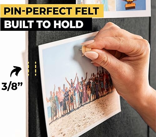 Miniatura 7 de Tablero de corcho grande para pared de 59 x 36 pulgadas, tablero de anuncios negro, paquete de 15 azulejos de pared de fieltro, tableros de corcho