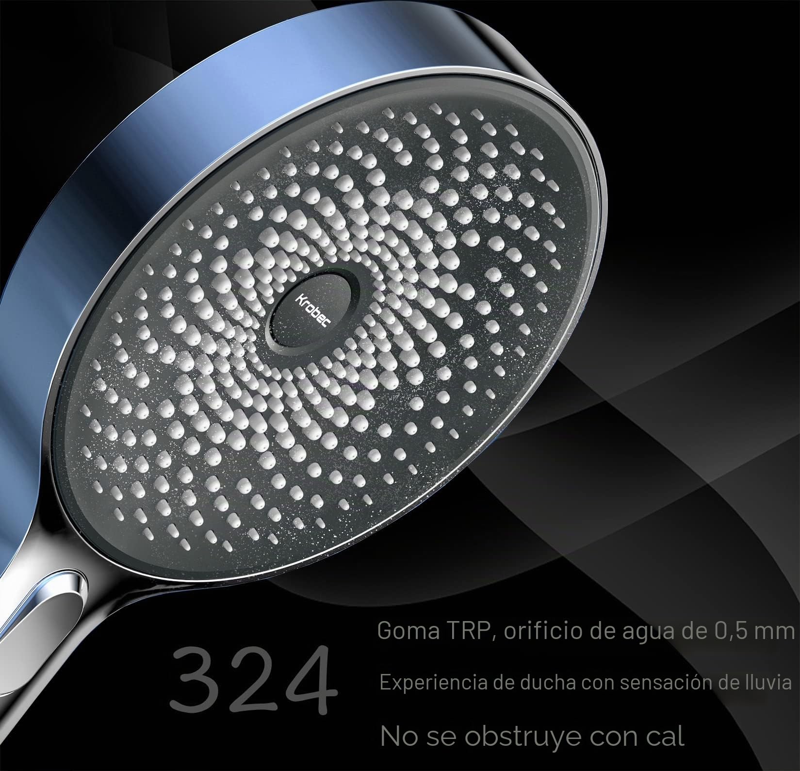 Krobec - Alcachofa de ducha de mano grande (130 mm) Cabezal de ducha de mano con 3 modos de chorro de ducha, juego de ducha premium.Chrome