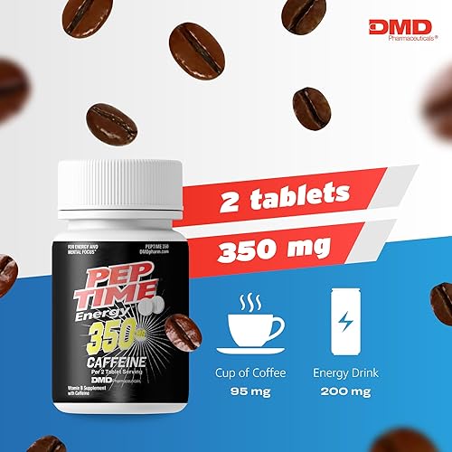 Miniatura 3 de PEPTIME Energy 350 mg  Más fuerte  Píldoras de cafeína  250 unidades  para fatiga  Suplemento de enfoque mental  Rendimiento físico  Sin choque  Sin