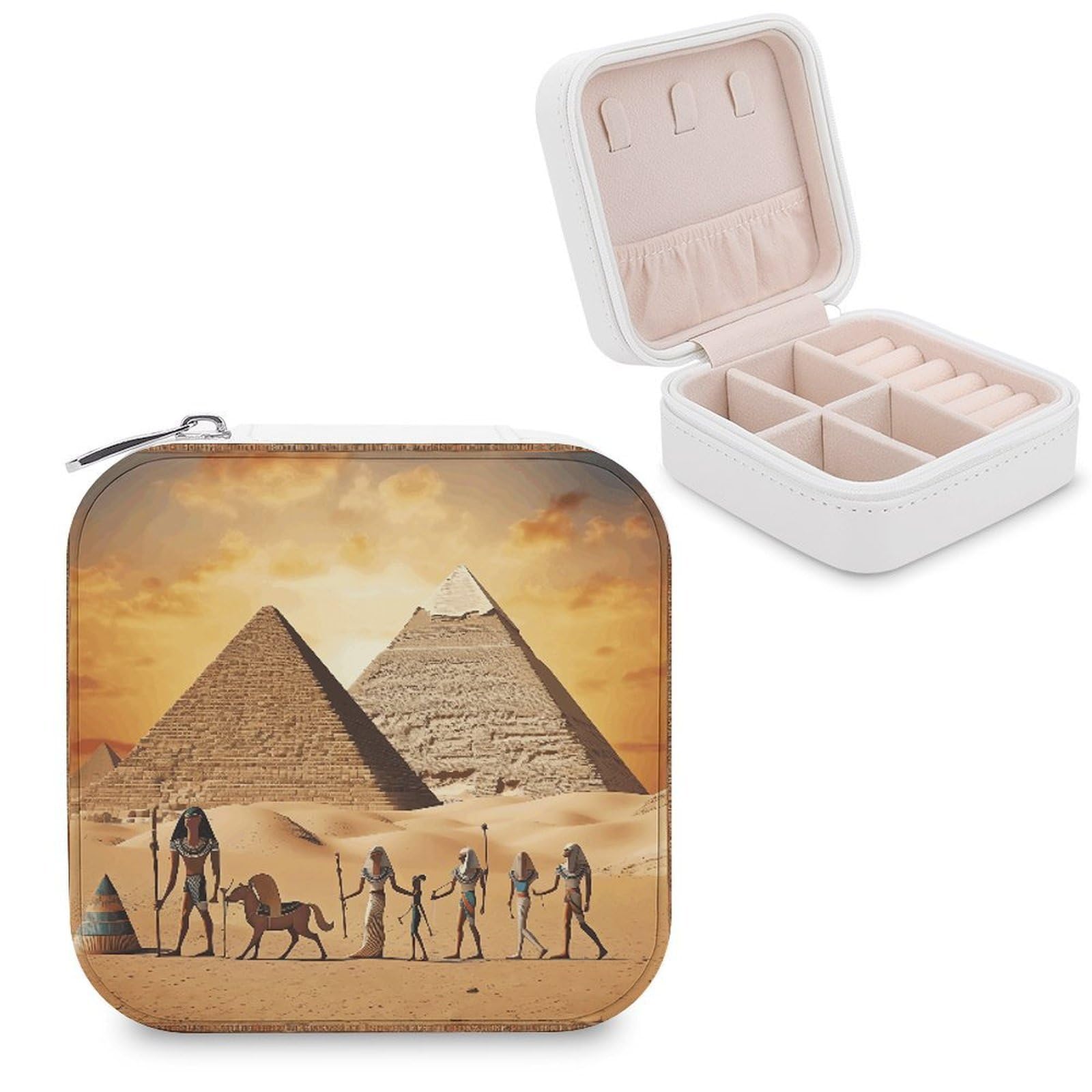 VstaDank Ancient Egypt Jewelry Box for Women Custom Travel Jewelry Case Personalized Travel Jewelry Boxes Small Portable Jewelry Organizer Box for Rings Necklaces Bracelets Earring