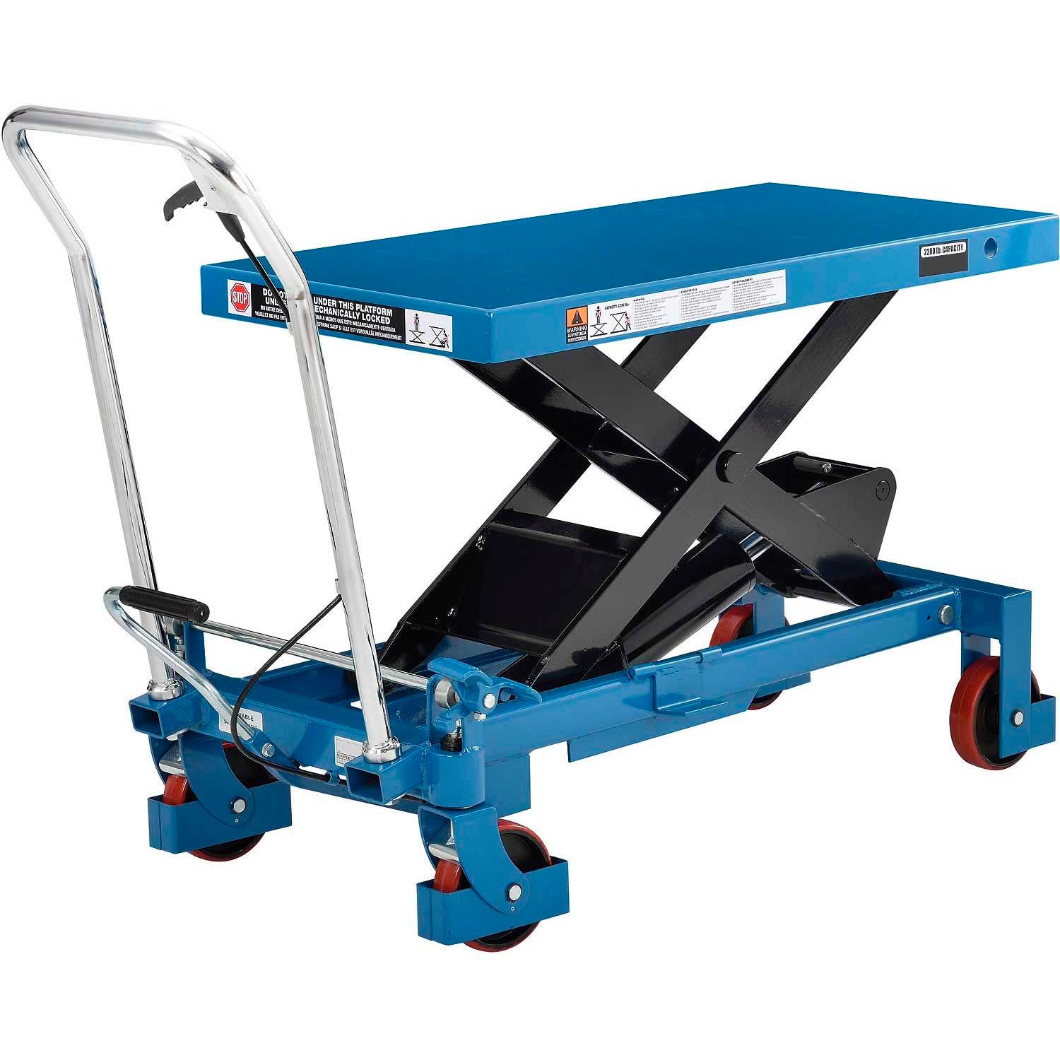 Global Industrial 2200 Lb. Capacity Mobile Heavy Duty Scissor Lift Table, 40 x 20 Platform