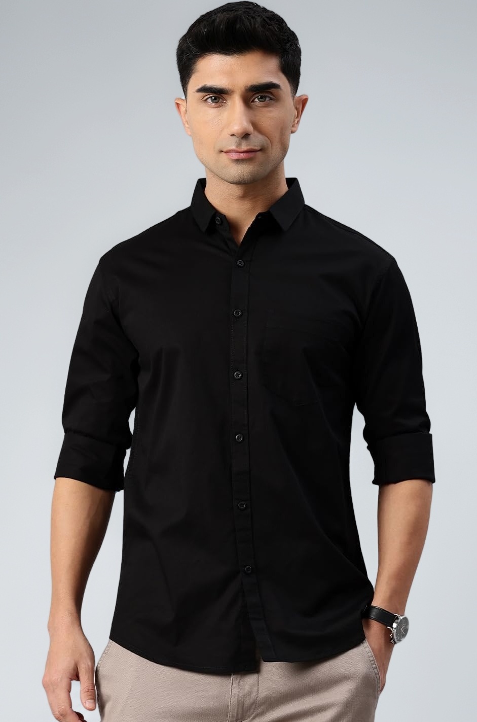 Majestic Man Men's Cotton Slim Fit Solid Casual Shirt
