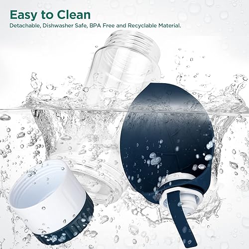 Miniatura 5 de Botella de agua para perros, botella de agua portátil para mascotas con contenedor de alimentos y alimentador para beber, a prueba de fugas, sin