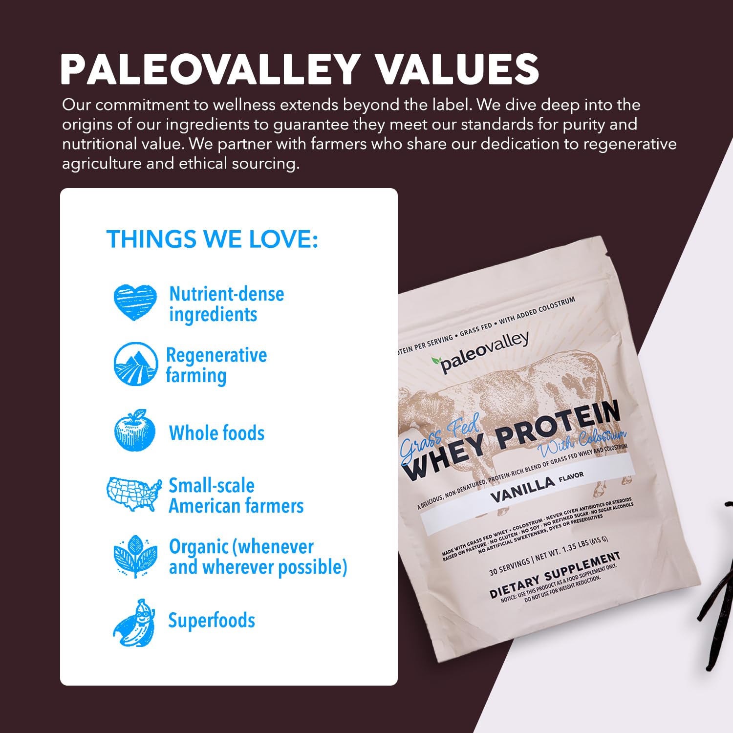 Paleovalley 100% Grass Fed Whey Protein Powder with Colostrum, Vanilla — Amazon image 8