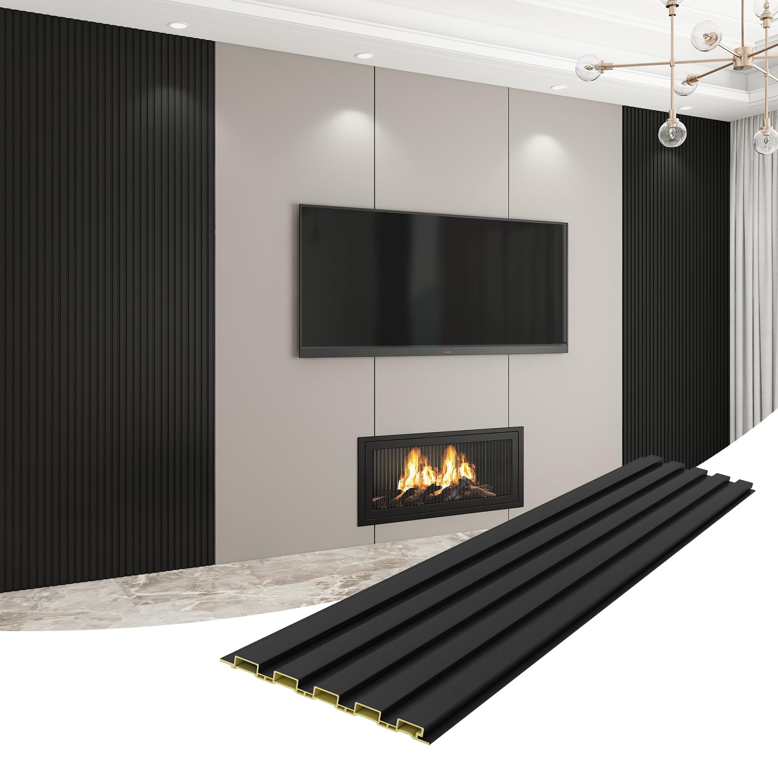 Slat Wall Panel 8-Pack, 118’’x6.3’’, Black
